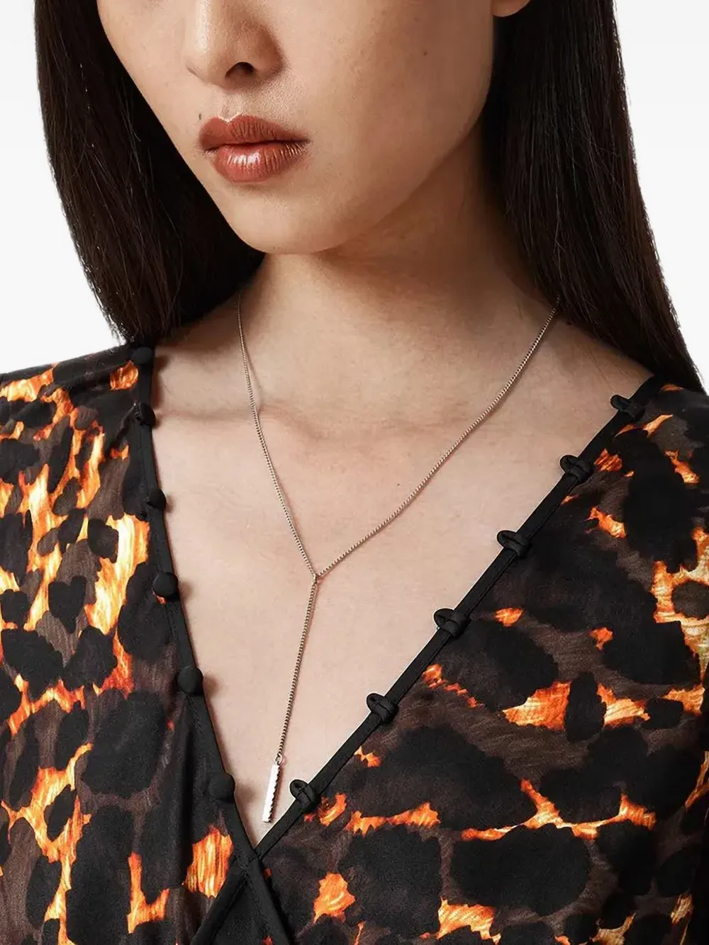 Allsaints Leopard-print V-neck Mid Dress In Animal Print