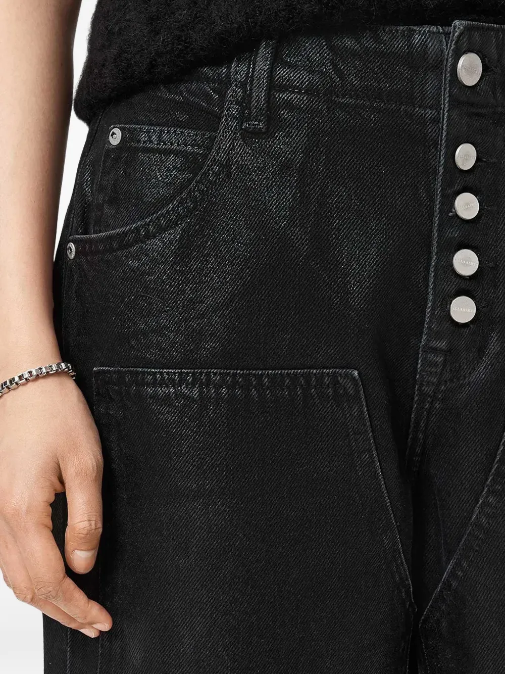  Allsaints Tay Belt-loop Button Jeans - Black 