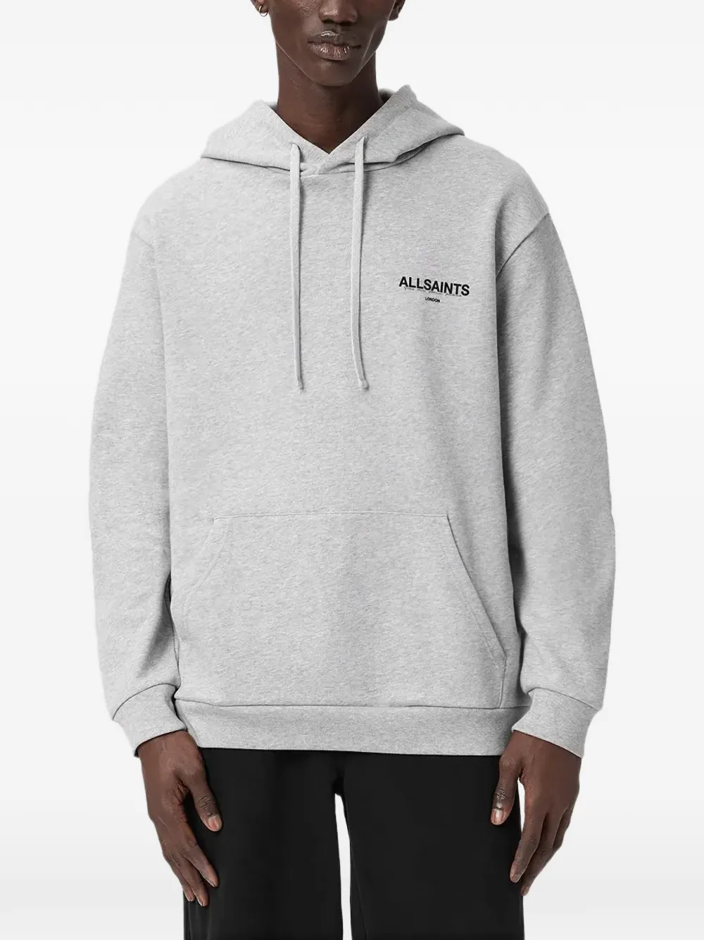  Allsaints Halcyon Drawstring Logo Hoodie - Grey 
