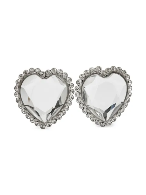 Alessandra Rich heart-shaped crystal earrings