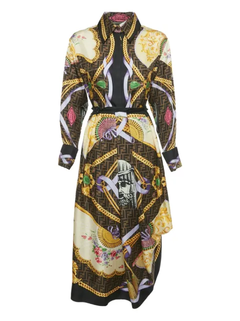 Fendi Pre-Owned x Versace silk baroque-print skirt and shirt set