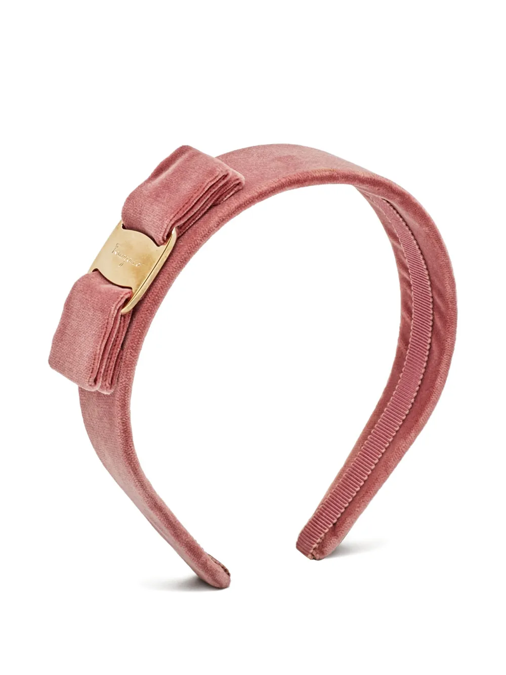 Pre-owned Ferragamo Velvet Bow Head Band In Pink