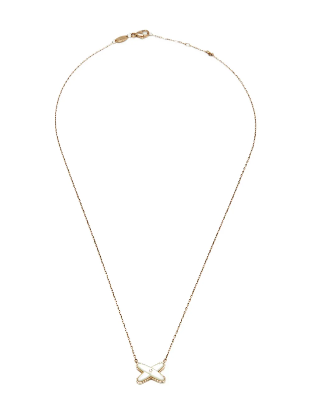 Pre-owned Chaumet Jeux De Liens Cross-pendant Diamond Necklace In Gold