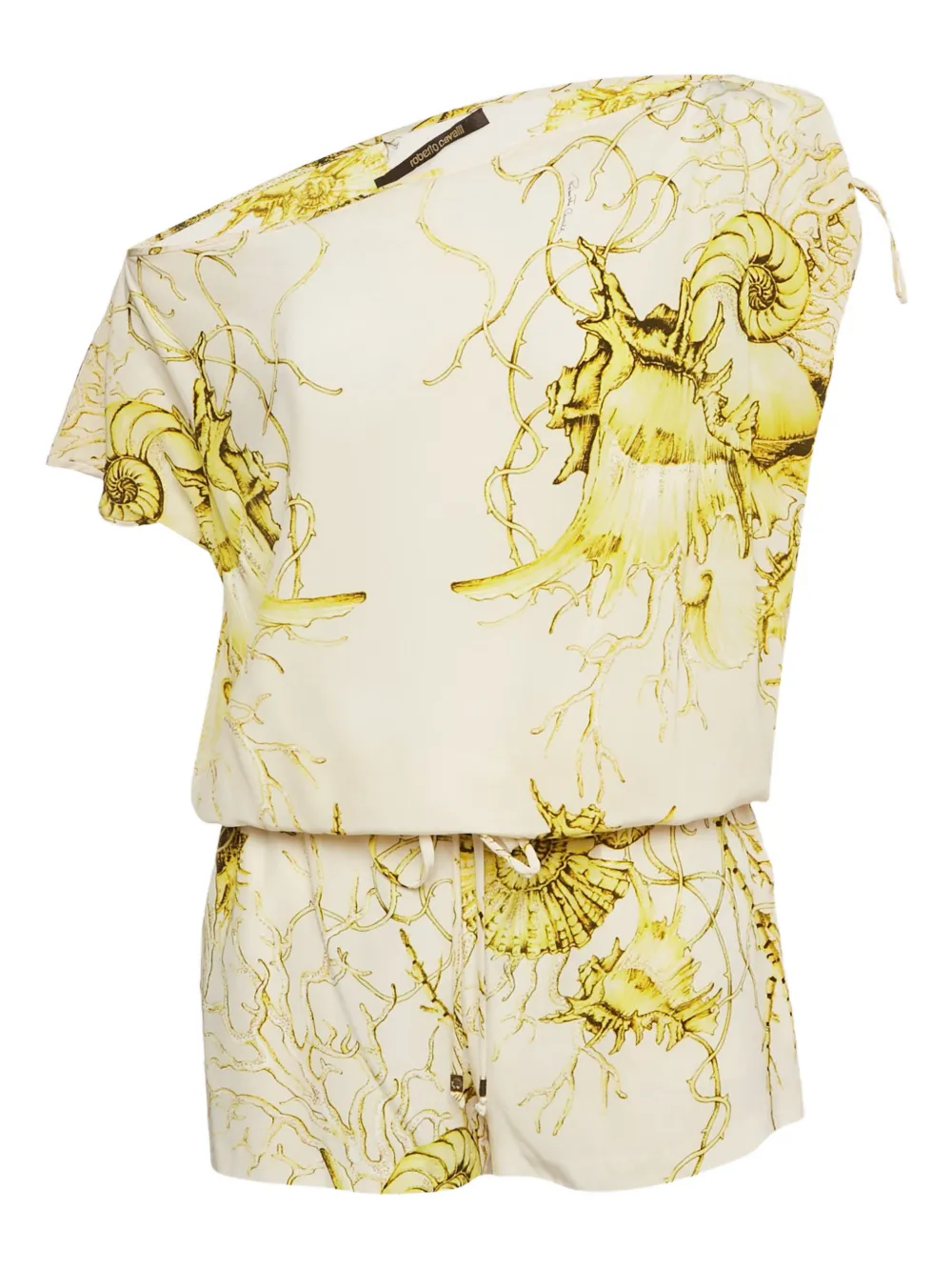 Pre-owned Roberto Cavalli One-shoulder Playsuit In Neutral