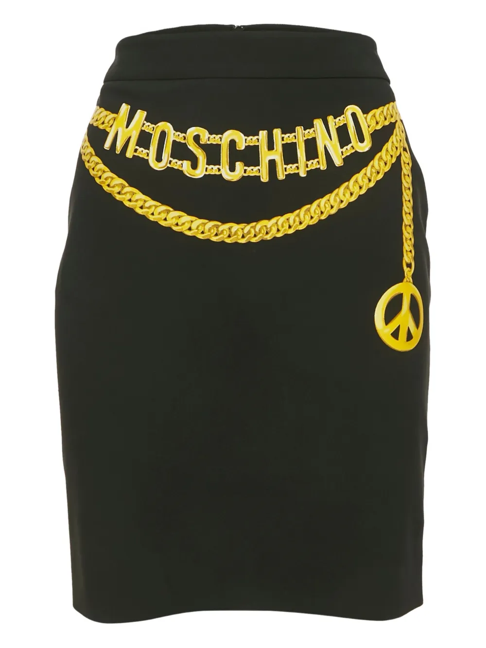 Pre-owned Moschino Chain Motif-logo Mini Skirt In Black