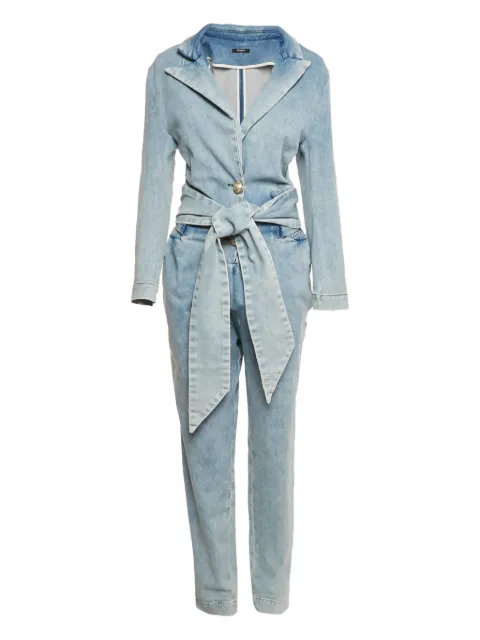 Balmain Pre-Owned denim belted jumpsuit