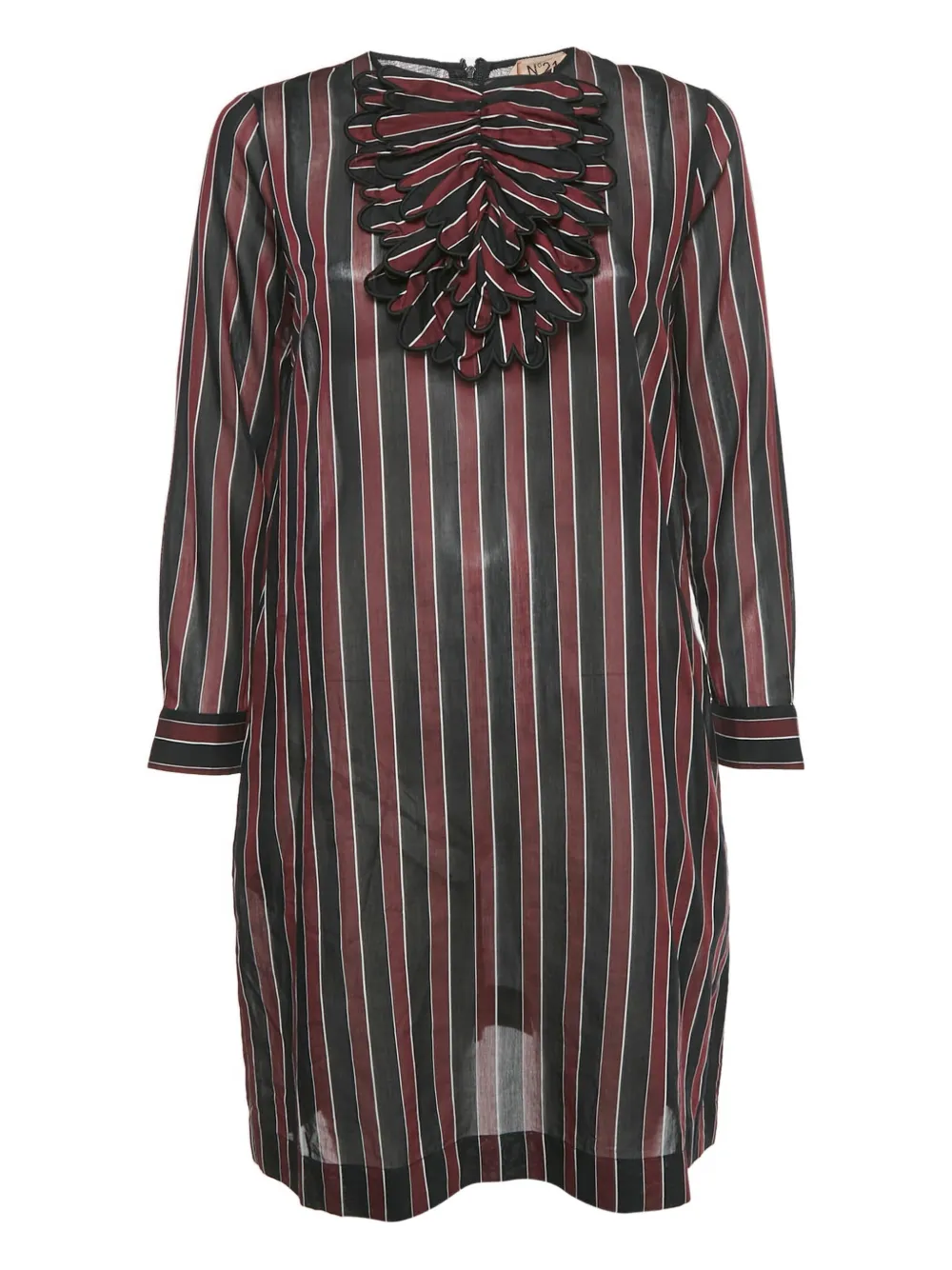 Nº21 ruffles striped midi dress - Nero