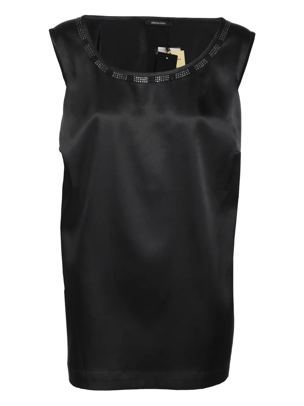ELENA MIRO` Top in raso con cristalli - Nero