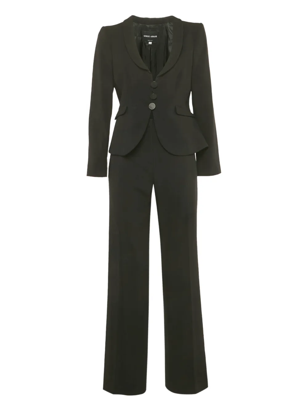 Pre-owned Giorgio Armani Single-breasted Wool Suit In Black