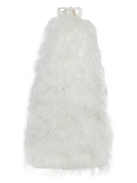 Alamour the label feather-embellished halterneck dress
