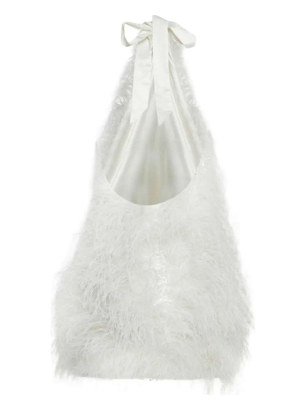 Alamour the label feather-embellished halterneck dress - Wit