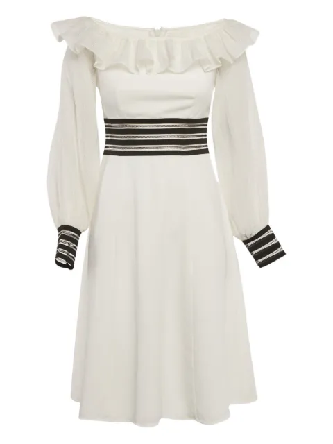 Zayan ruffled-neckline long-sleeve dress