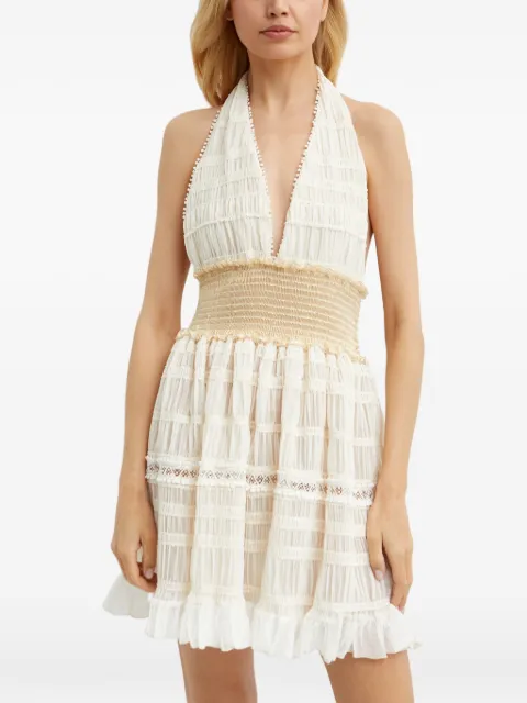 Chio V-neck smocked mini dress