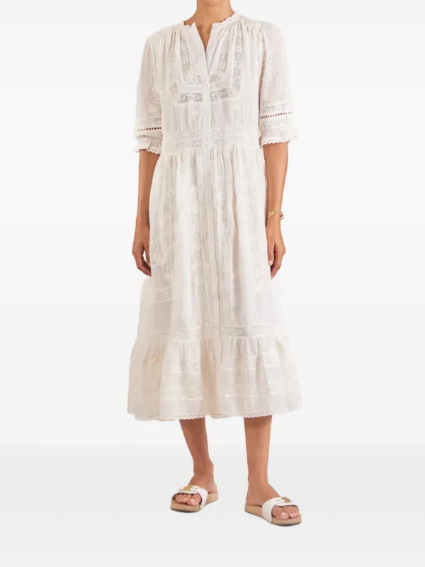 slim fit dress slacks White Multi Floral Lace Midi Dress - All Dresses main image 1