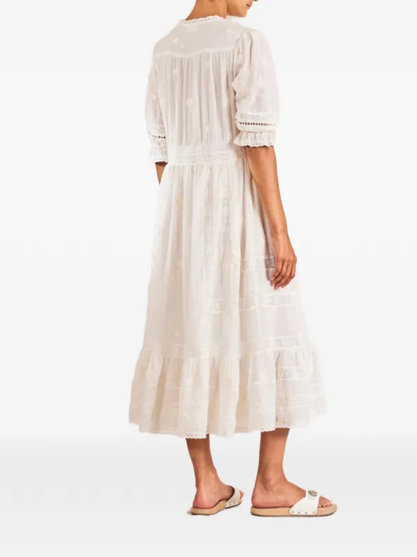 knee length dresses for ladies Embroidered Lace Midi Dress – English Factory main image 1