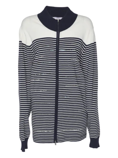 PERSON-A stripe-pattern zipped cardigan