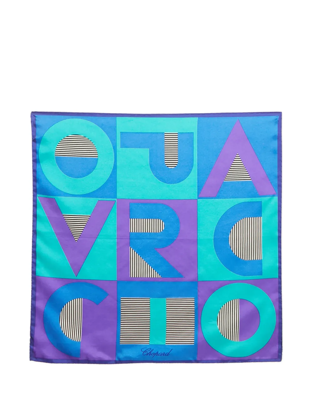 Chopard Pre-Owned logo-lettering silk scarf - Blu