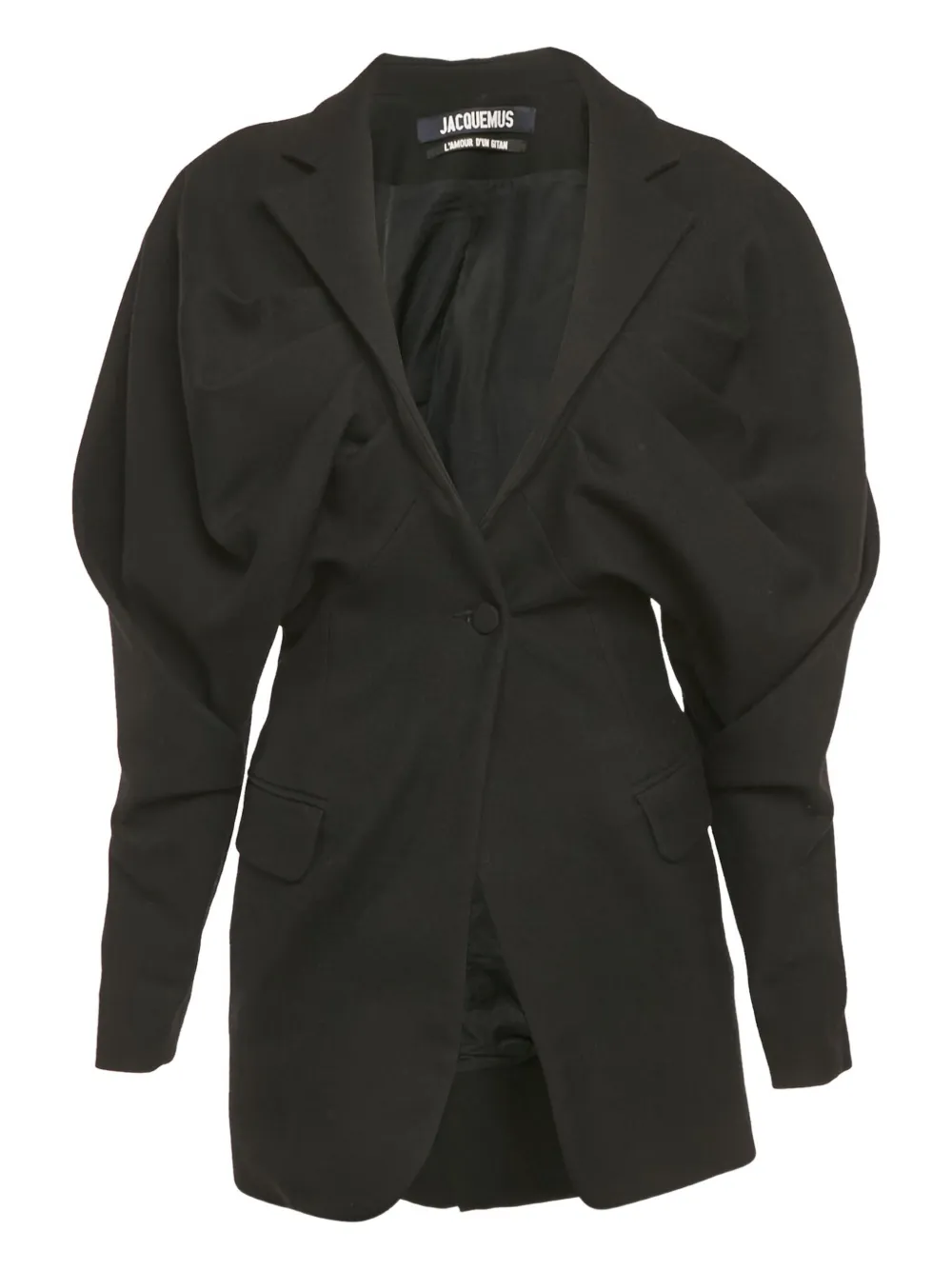 Pre-owned Jacquemus Pleated Wool Blazer In Black