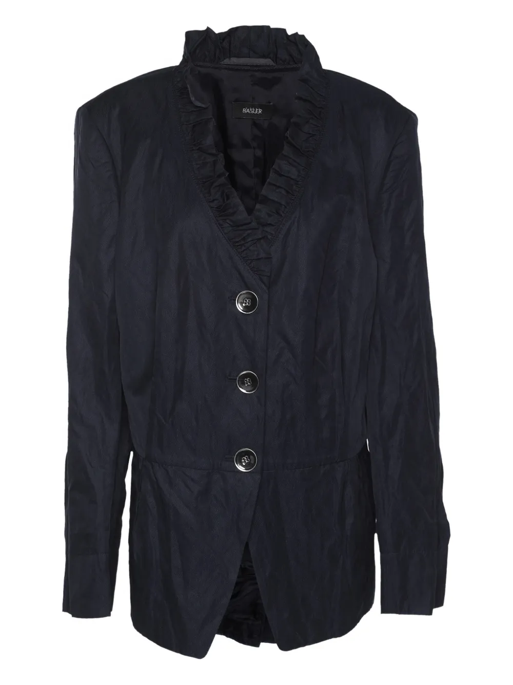 Pre-owned Basler Ruffle Buttoned Jacket In Black