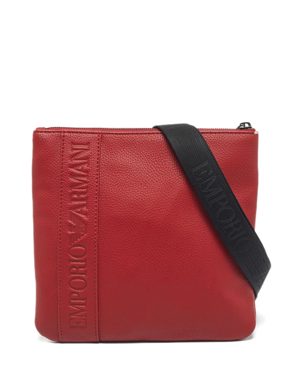Emporio Armani Pre-Owned embossed-logo leather messenger bag - Rot