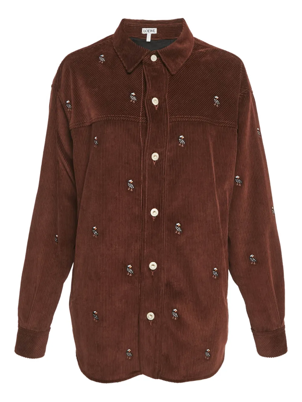 Loewe Pre-Owned embroidered corduroy shirt | Brown | Image 1