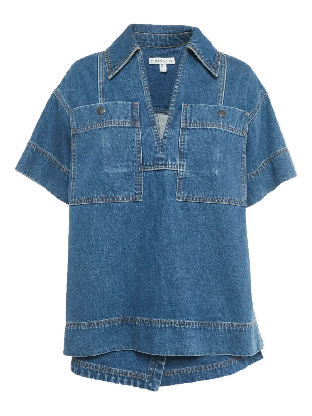 Shona Joy V-neck polo-collar top and shorts - Blu