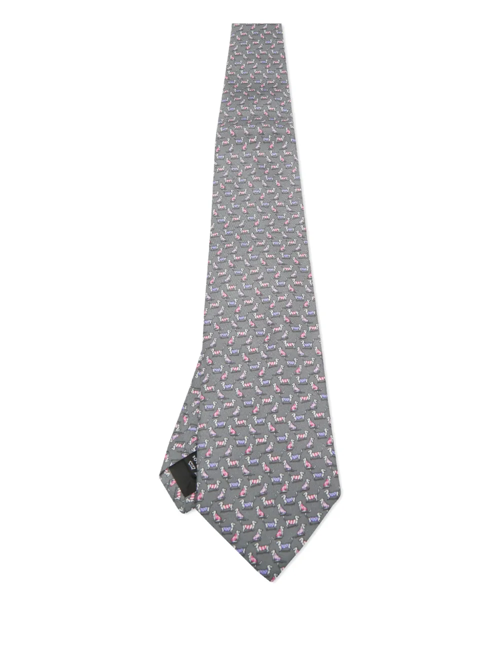 Ferragamo Pre-Owned dog-print silk tie | Grey | Image 1