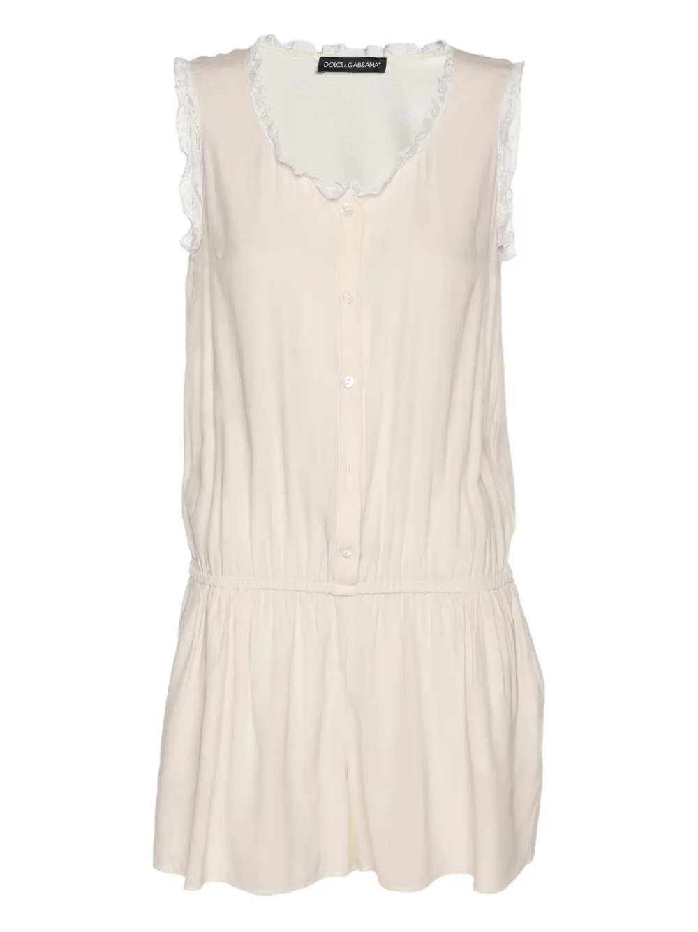 Pre-owned Dolce & Gabbana Lace-trim Jumpsuit In Neutral