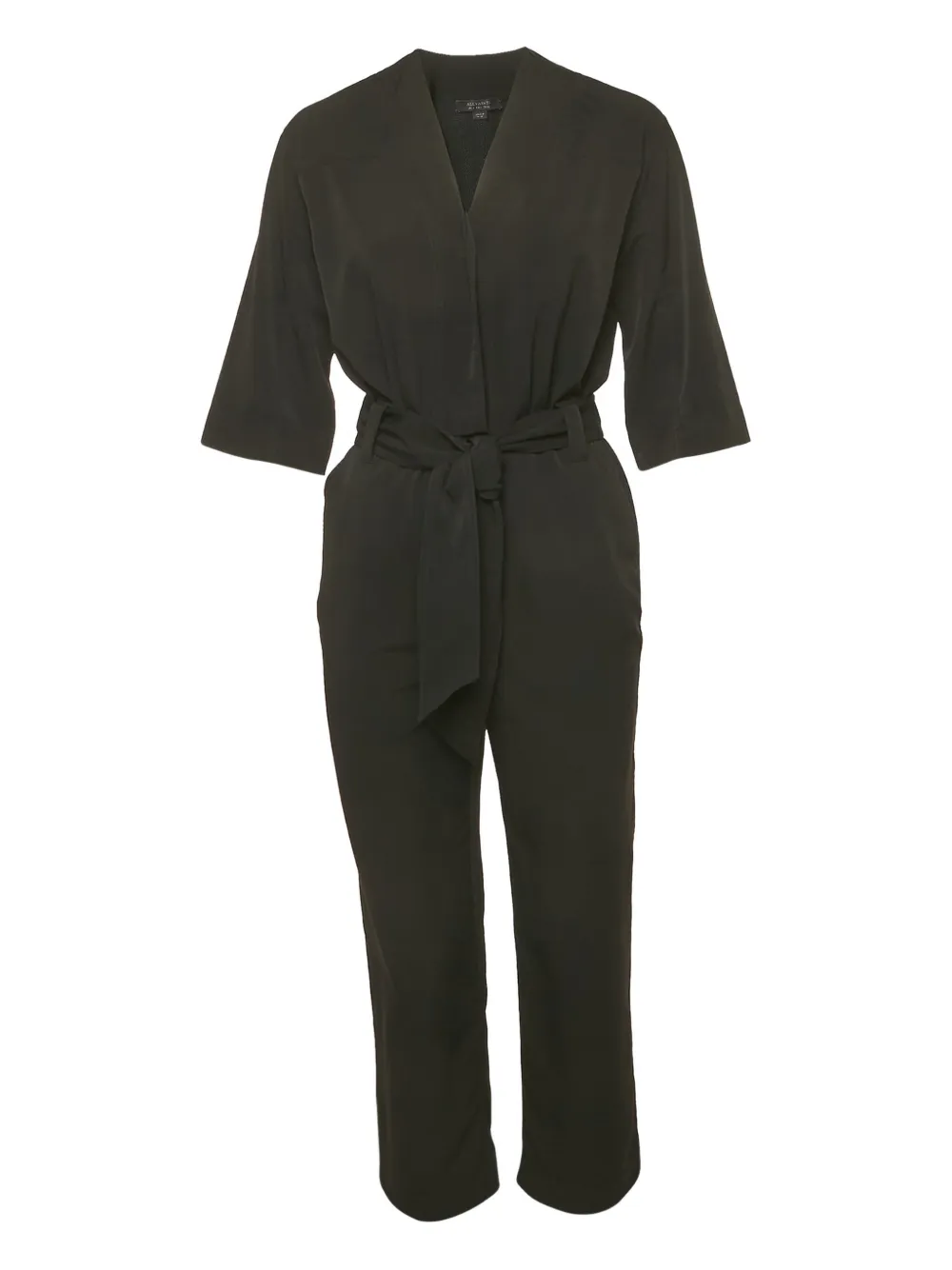 AllSaints buttoned belted jumpsuit | Black | Image 1