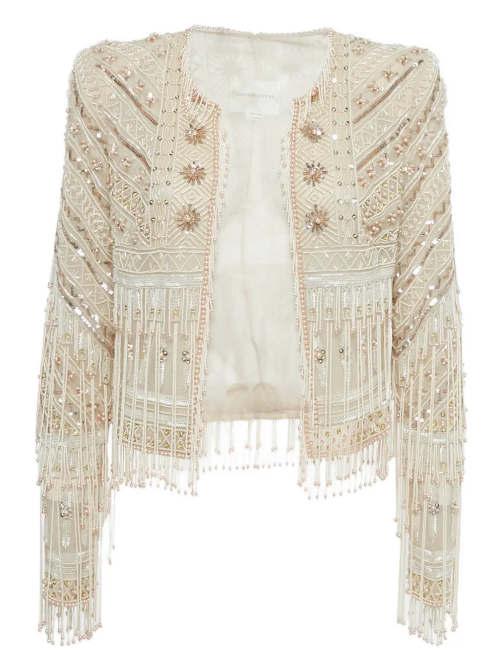 Zuhair Murad embellished fringed jacket - Toni neutri