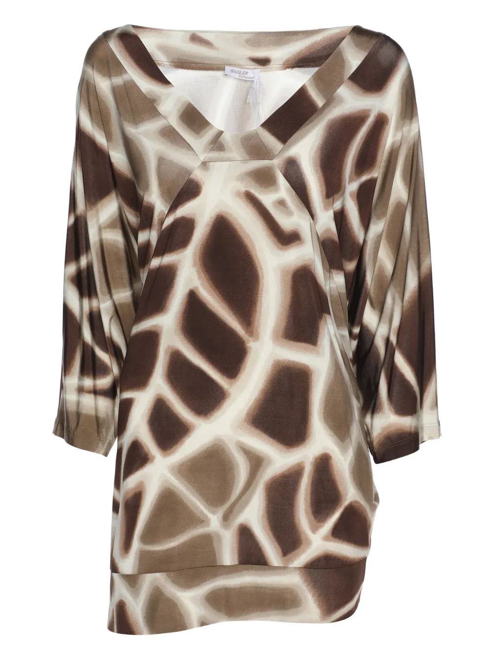 Pre-owned Basler V-neck Printed Top In Brown