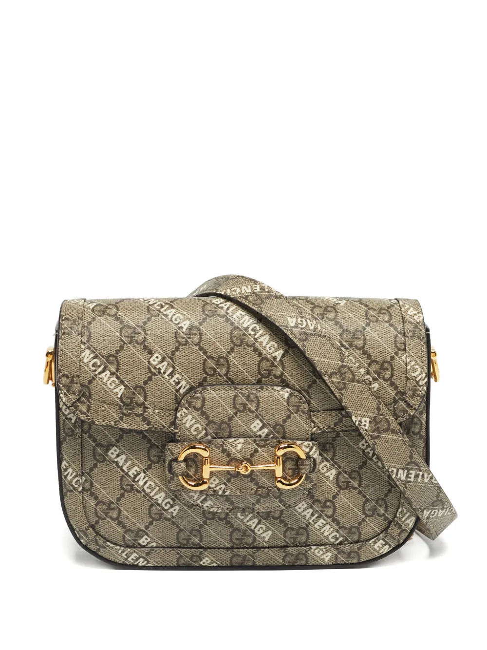Gucci Pre-Owned x Balenciaga horsebit-embellishment crossbody bag - Toni neutri