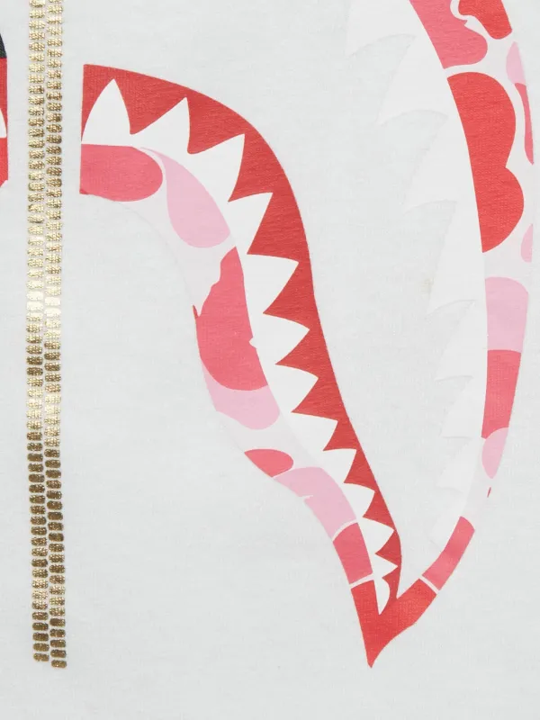 A BATHING APE Baby Milo シャーク ロングスリーブTシャツ A BATHING APE® Baby Milo Shark-print Cotton T-shirt | White