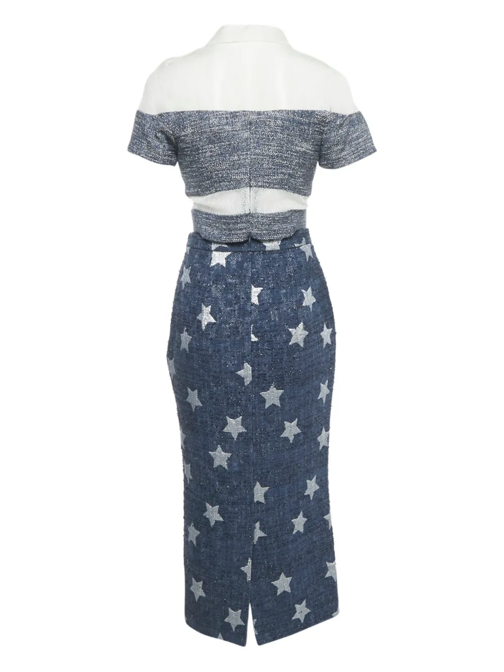 Pre-owned Marina Qureshi Tweed Star Skirt Set In Blue