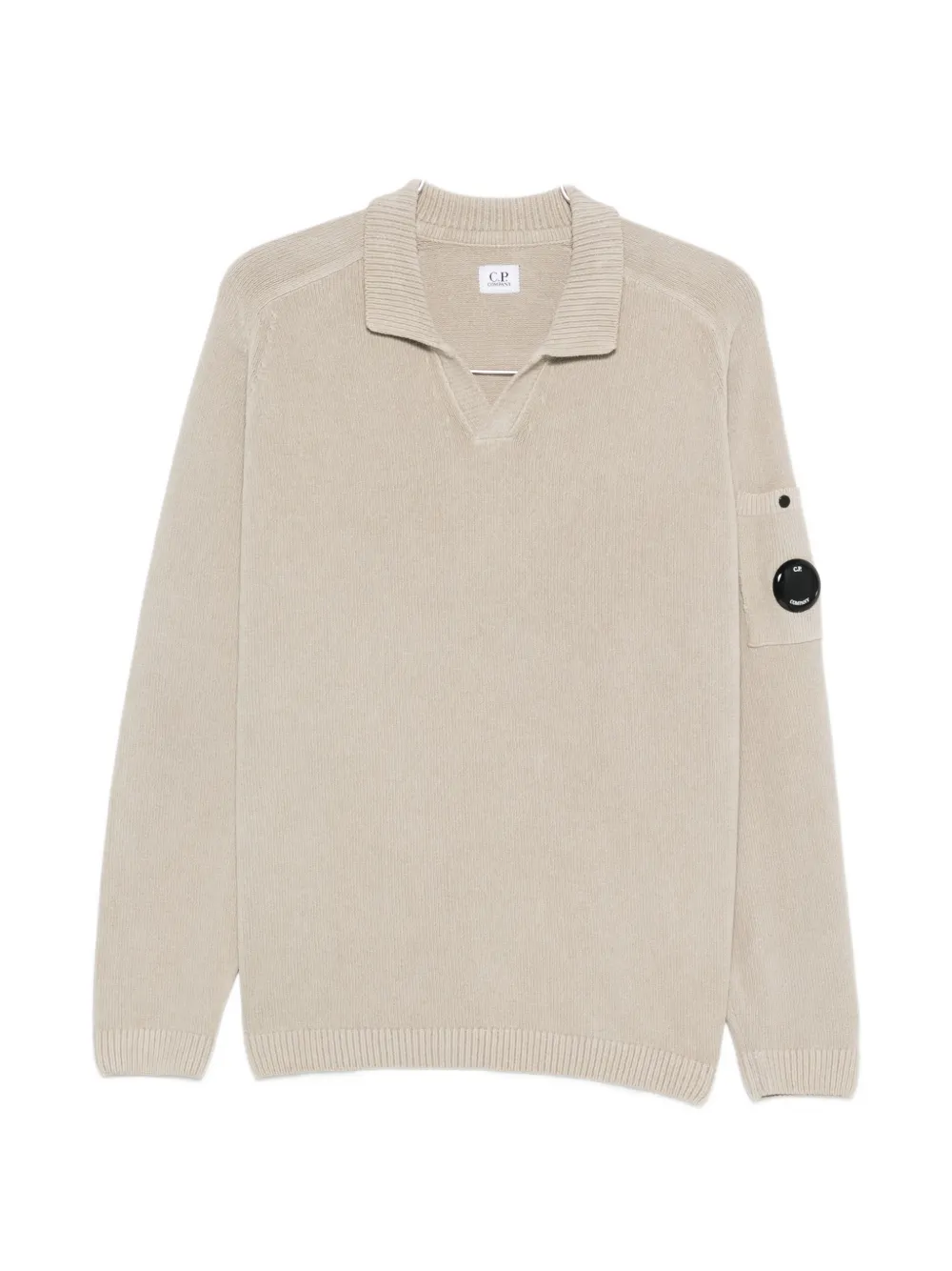 C.P. Company logo-patch V-neck sweater - Toni neutri