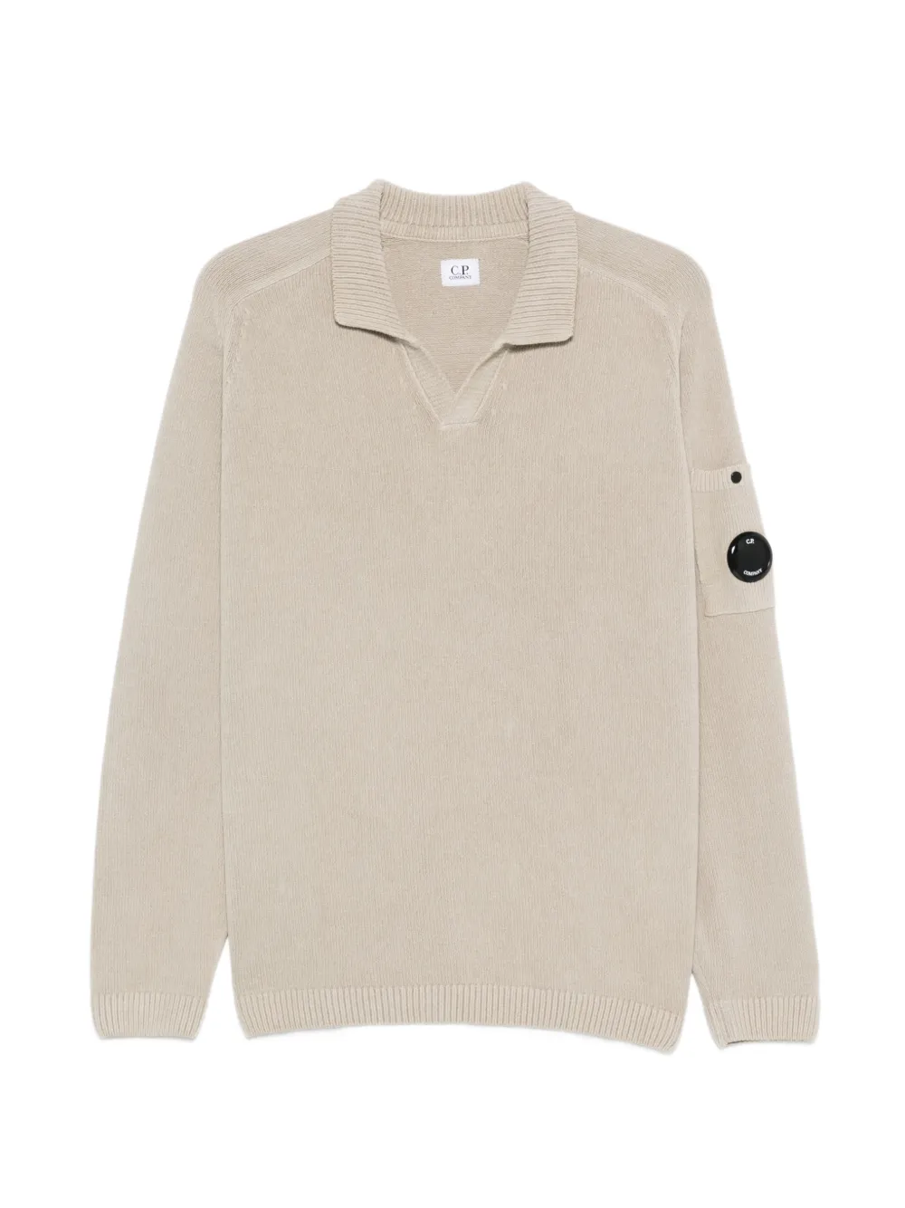 C.P. Company logo-patch V-neck sweater - Toni neutri