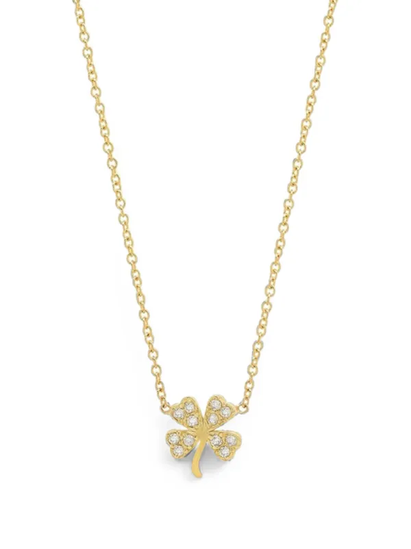 Jennifer Meyer Mini Clover Diamond Necklace in Gold