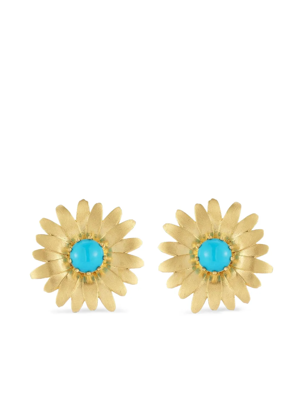 Tanya Farah turquoise daisy stud earrings - Gold