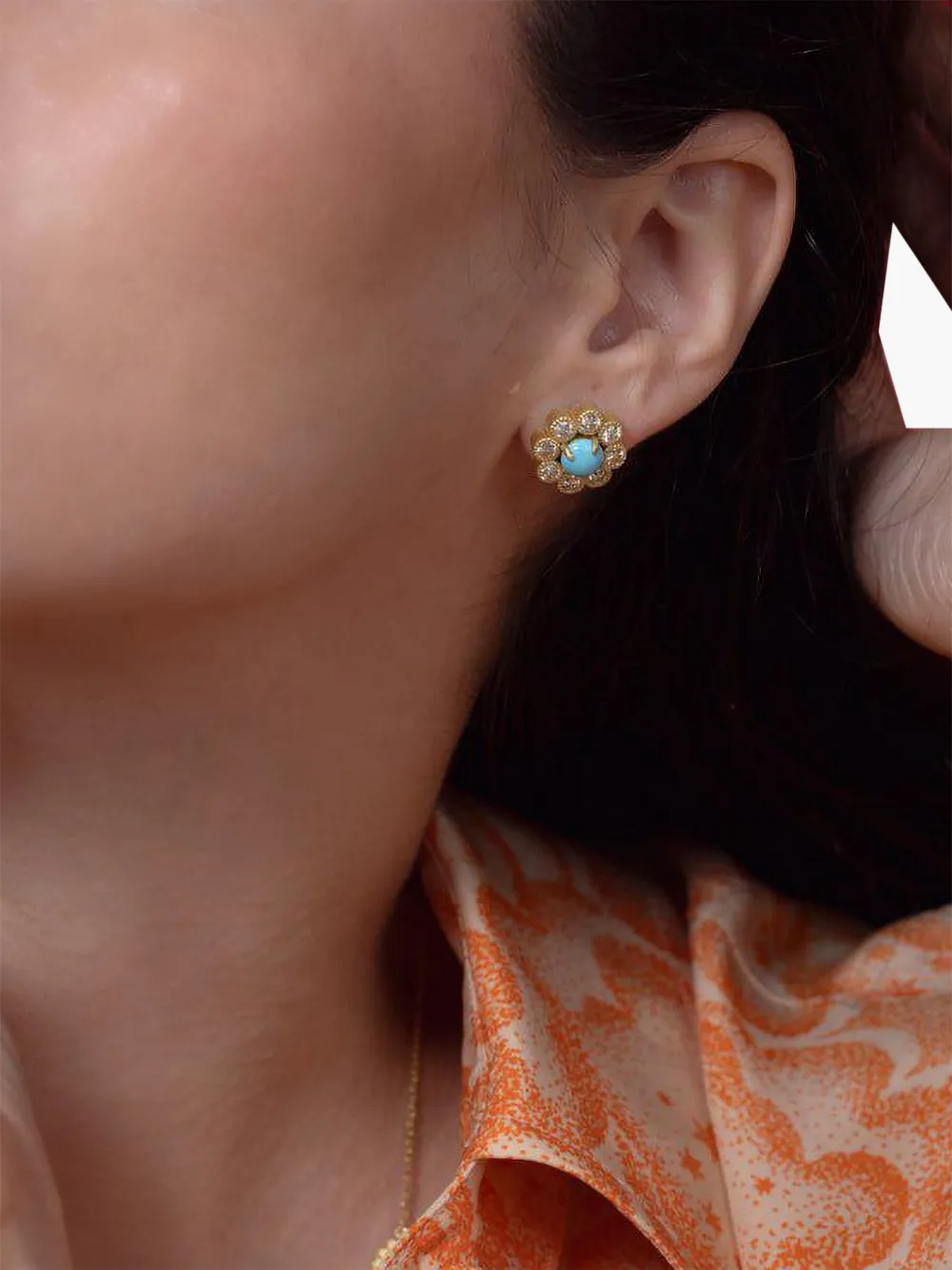 Turquoise Daisy Stud Earrings