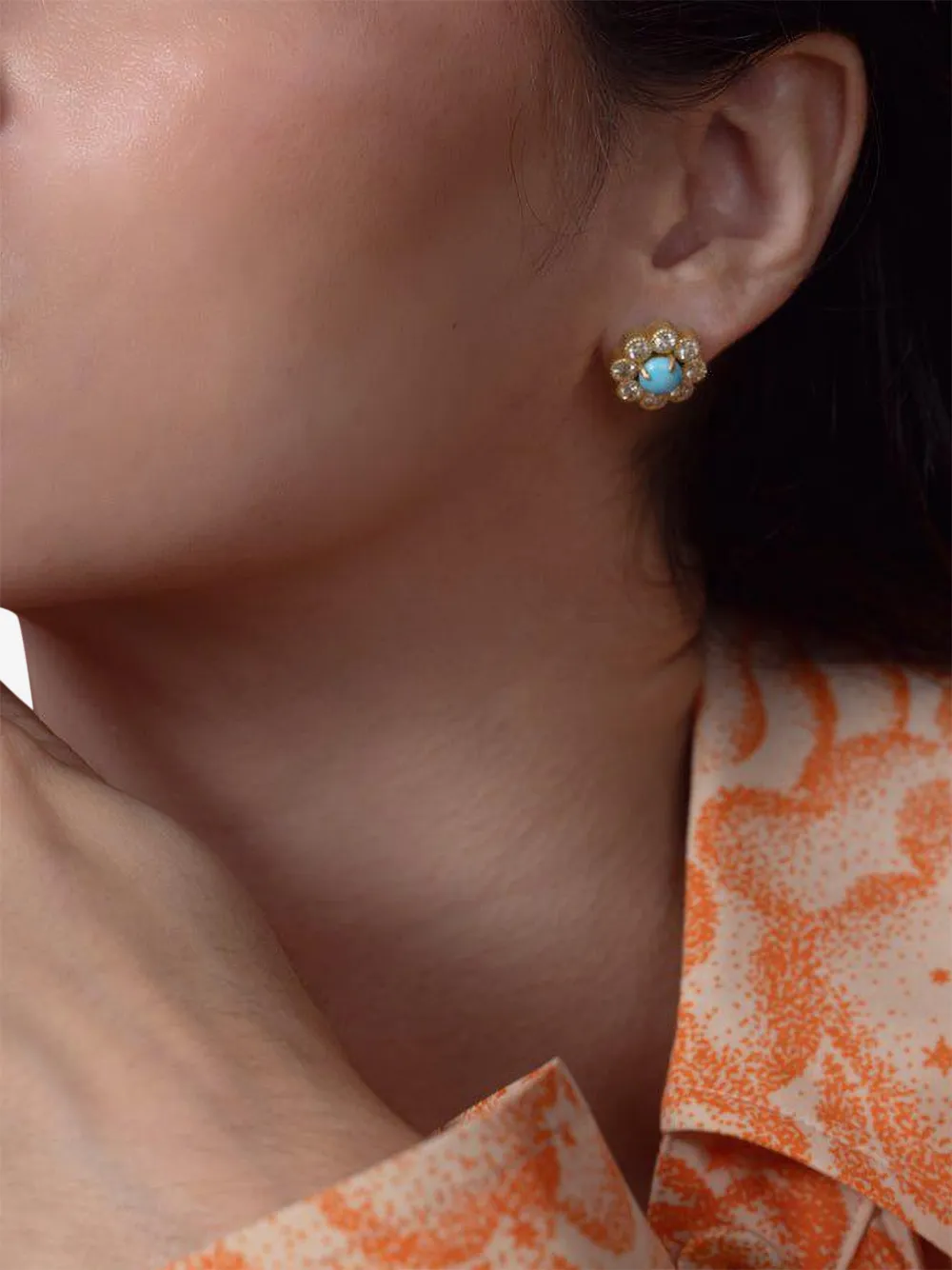 Turquoise Daisy Stud Earrings