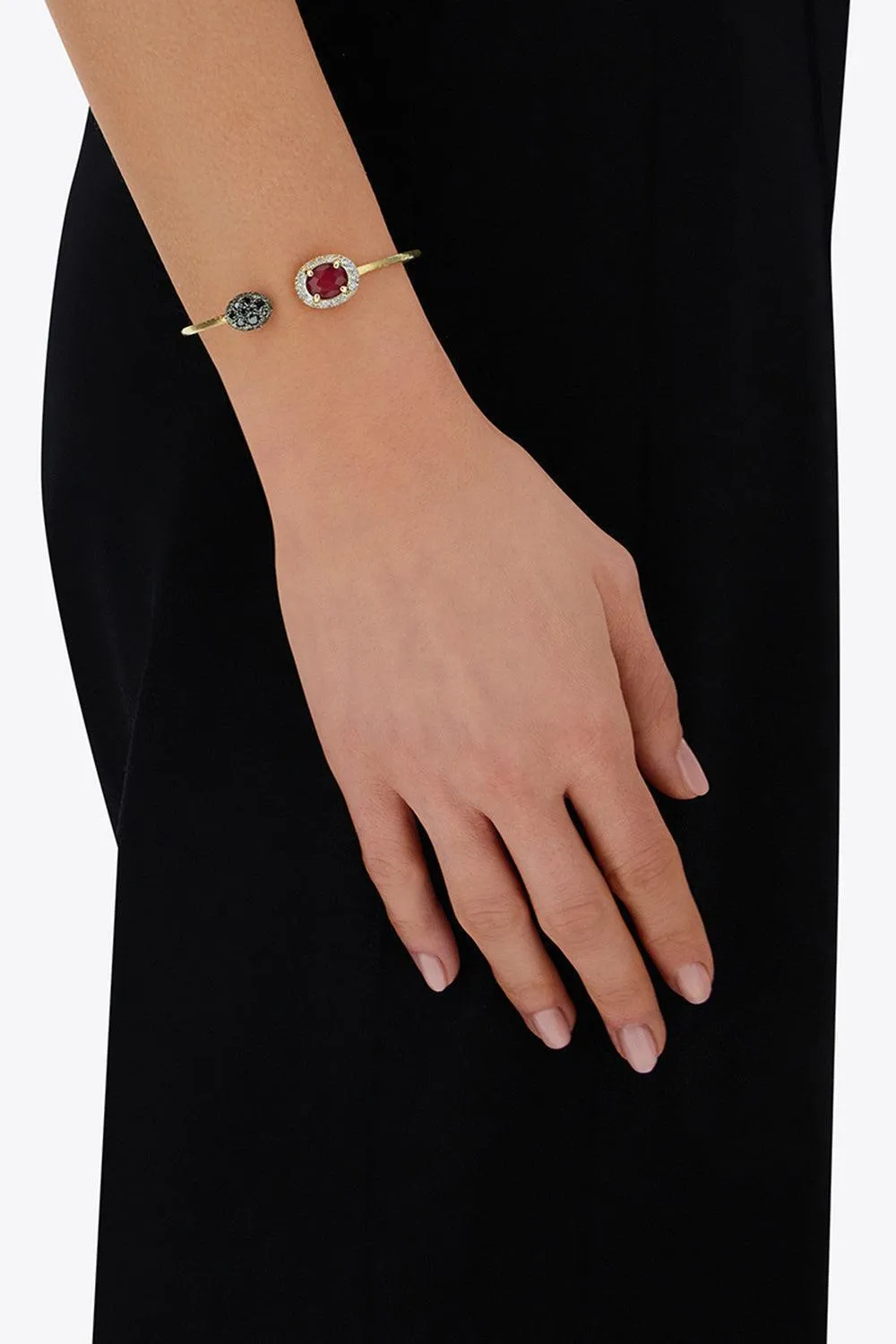 NANIS diamond ruby bangle bracelet - Oro