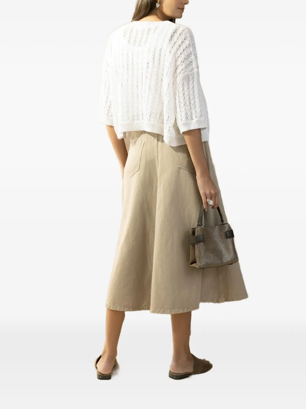 Brunello Cucinelli Kabelgebreid vest met knoop Wit