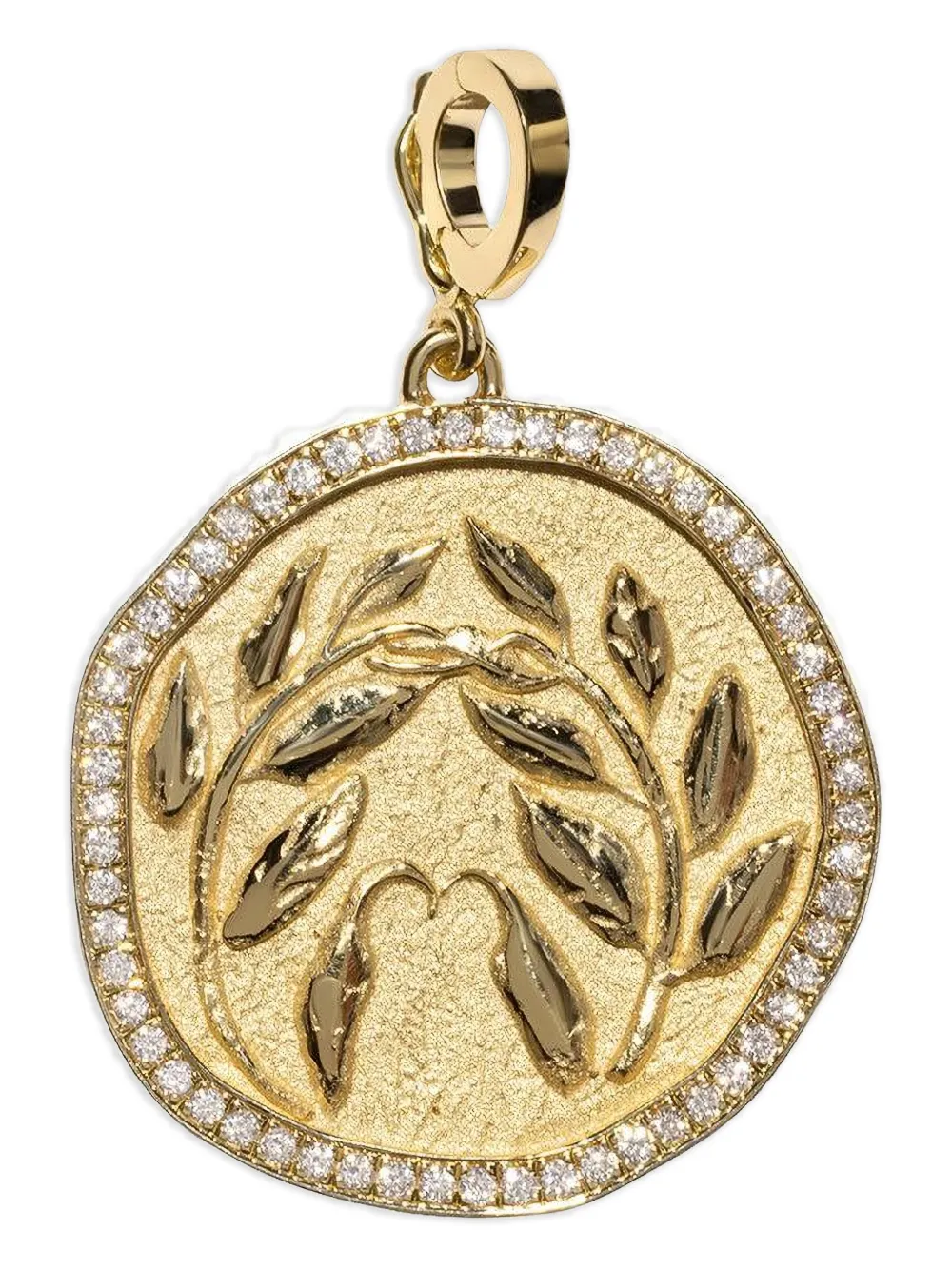 Azlee diamond olive branch coin pendent - Oro