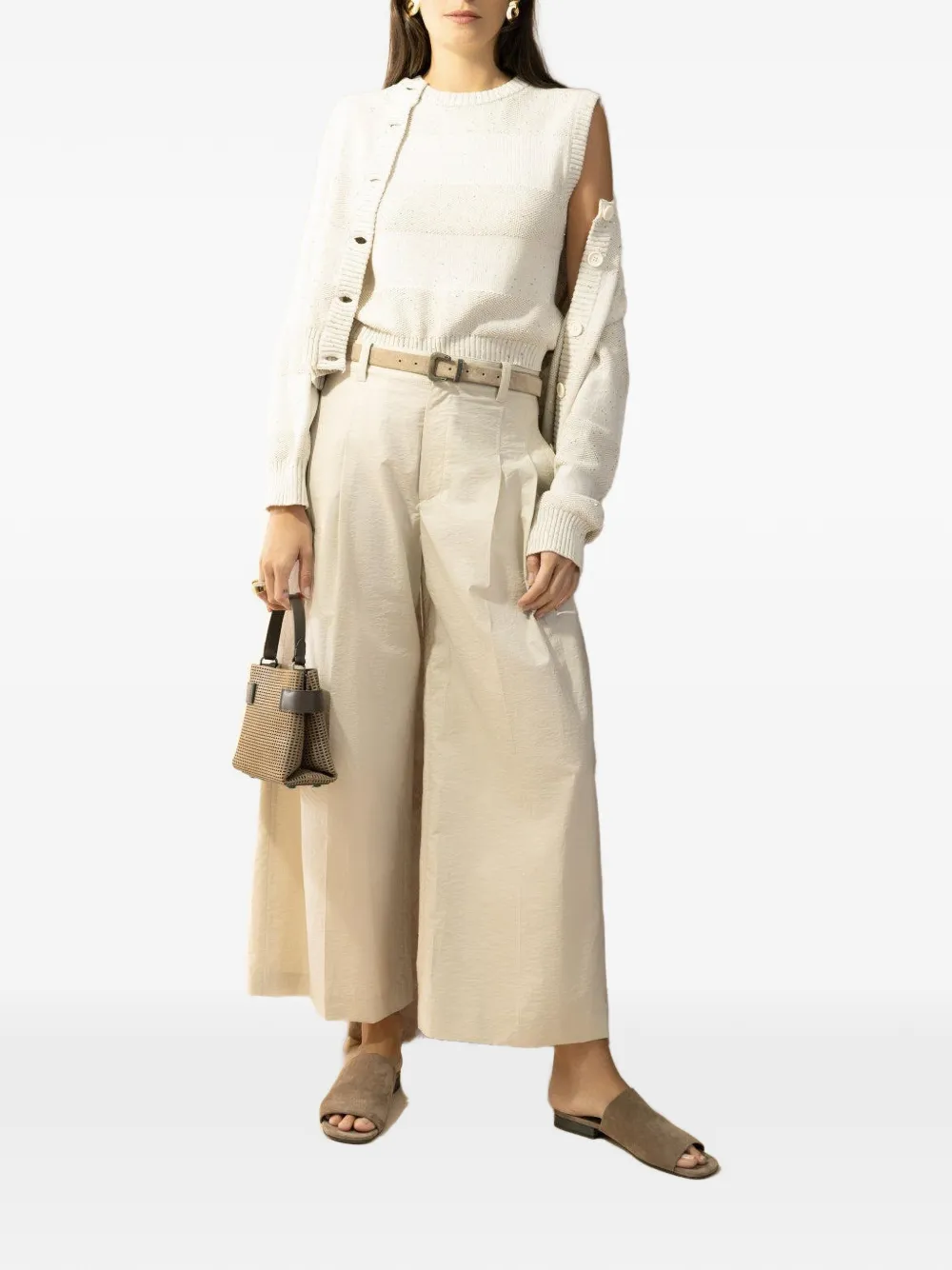 Brunello Cucinelli striped-pattern tank top - Beige