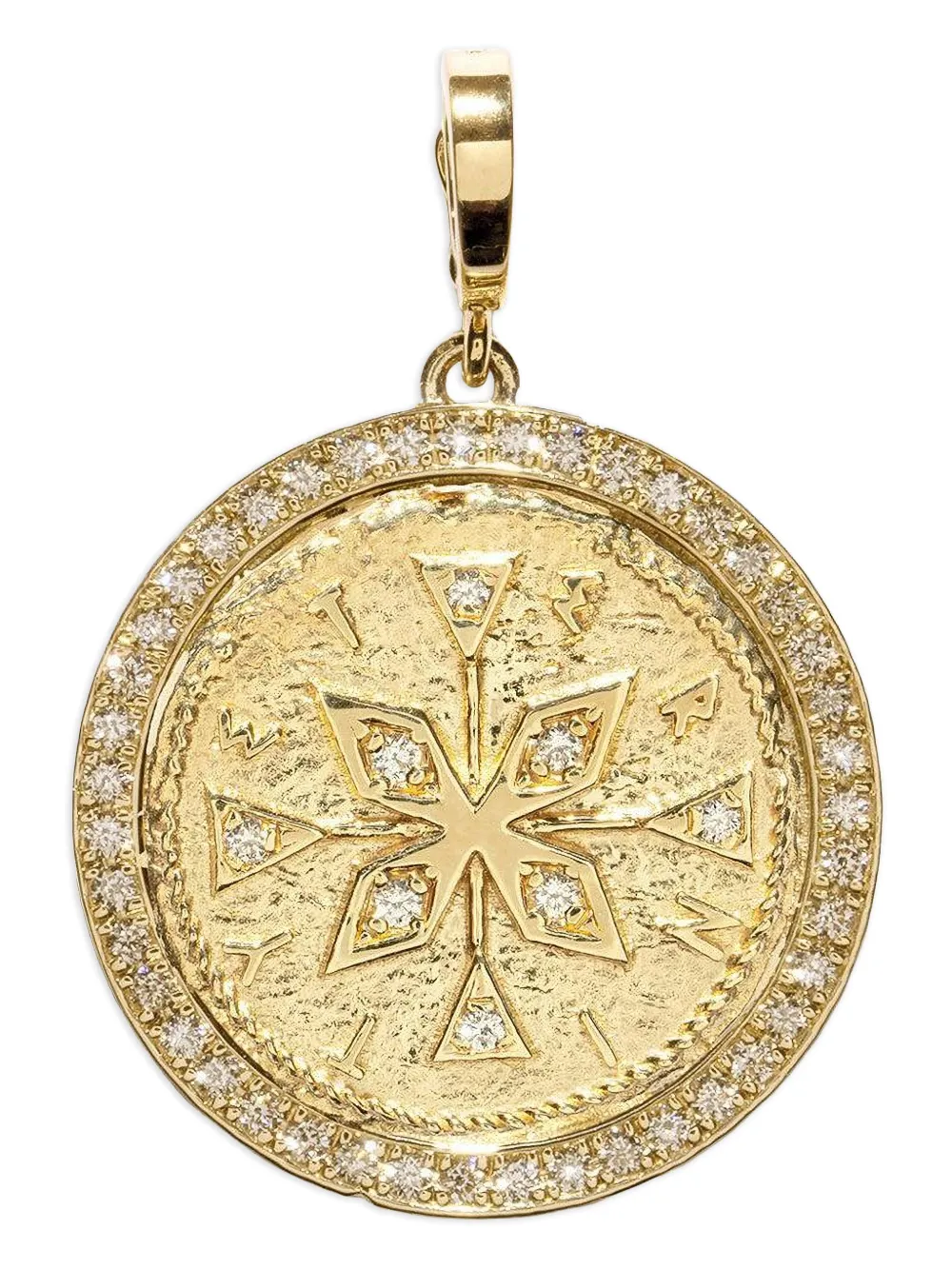 Azlee large compass diamond pendant - Gold