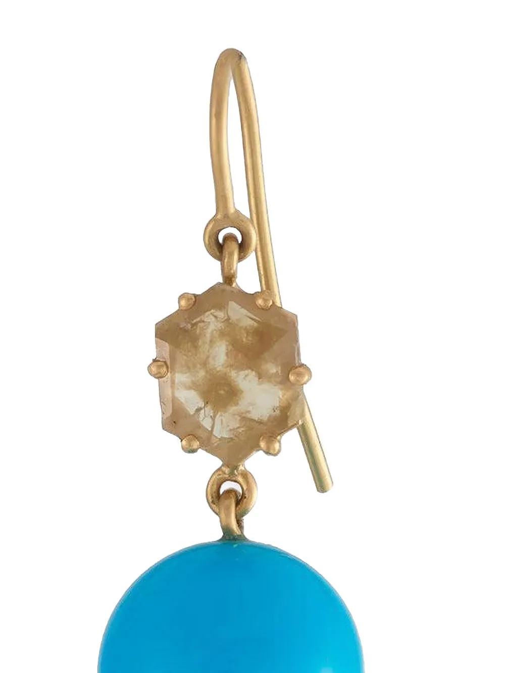 Diamond And Turquoise Rough Slice Earrings