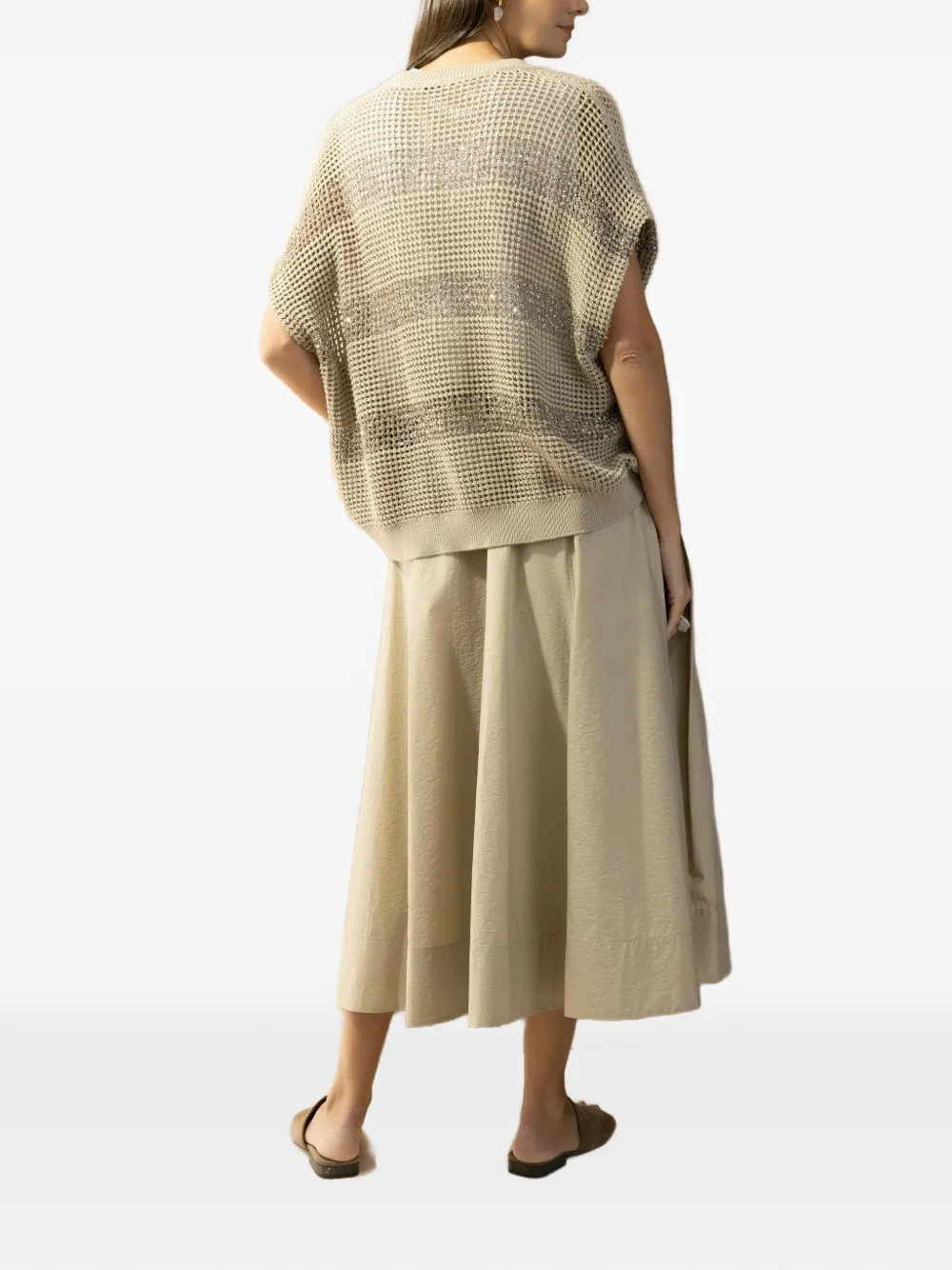  Brunello Cucinelli Stripe-pattern Crew-neck Top - Neutrals 