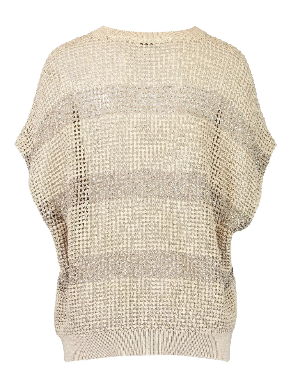 Brunello Cucinelli Gestreepte top met ronde hals Beige