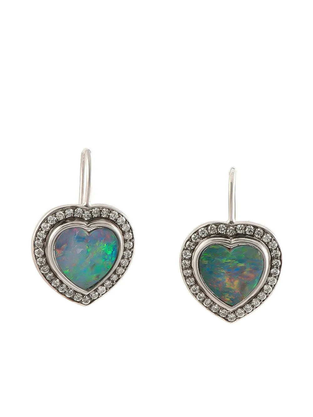 Sylva & Cie heart opal and diamond earrings - Argento
