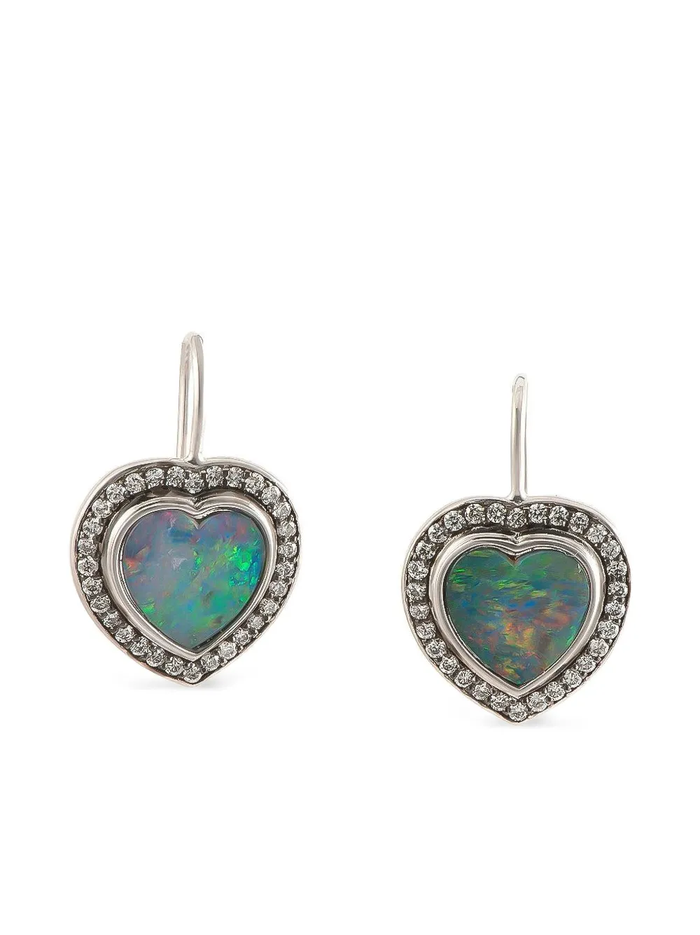 Sylva & Cie heart opal and diamond earrings - Argento